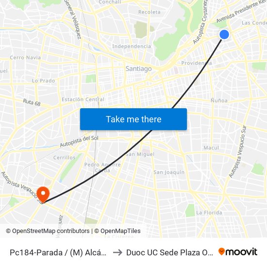 Pc184-Parada / (M) Alcántara to Duoc UC Sede Plaza Oeste map