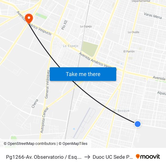 Pg1266-Av. Observatorio / Esq. Av. San Francisco to Duoc UC Sede Plaza Oeste map