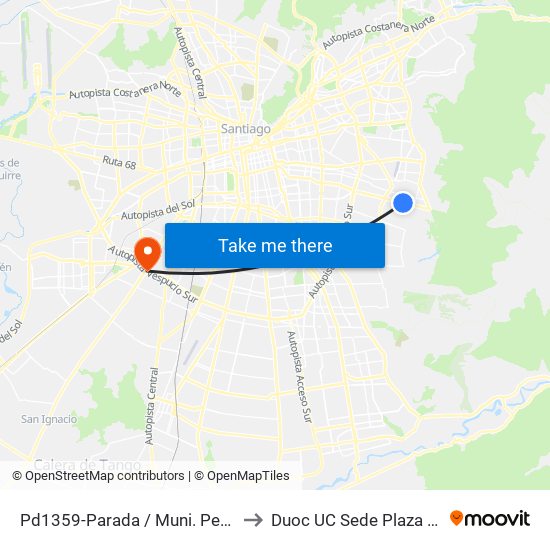 Pd1359-Parada / Muni. Peñalolén to Duoc UC Sede Plaza Oeste map