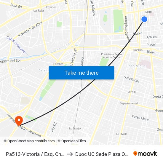 Pa513-Victoria / Esq. Chiloé to Duoc UC Sede Plaza Oeste map