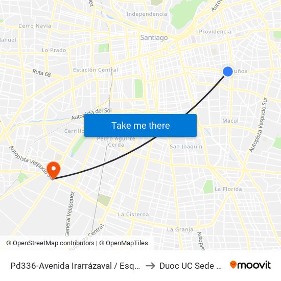 Pd336-Avenida Irarrázaval / Esq. Exequiel Fernández to Duoc UC Sede Plaza Oeste map