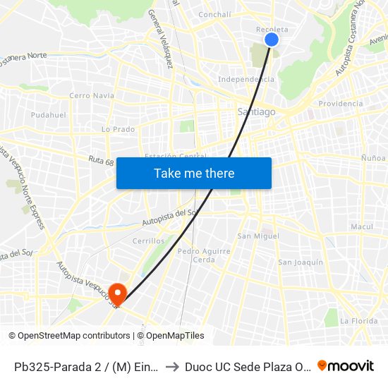 Pb325-Parada 2 / (M) Einstein to Duoc UC Sede Plaza Oeste map