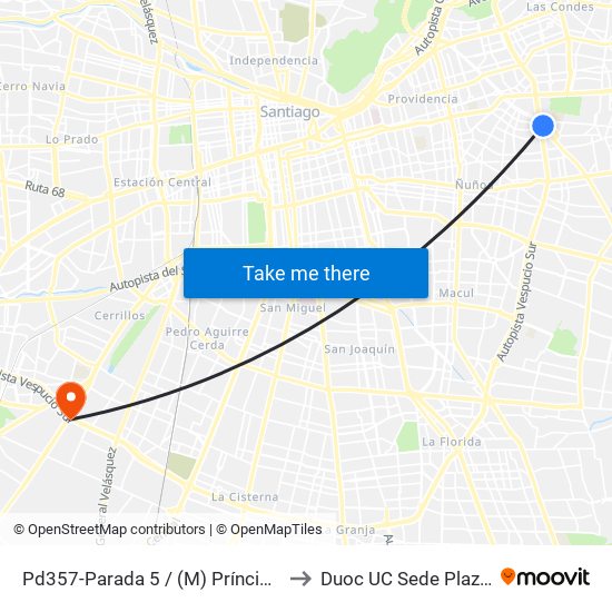 Pd357-Parada 5 / (M) Príncipe De Gales to Duoc UC Sede Plaza Oeste map