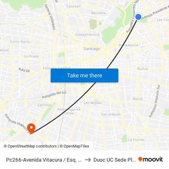 Pc266-Avenida Vitacura / Esq. Nueva Costanera to Duoc UC Sede Plaza Oeste map