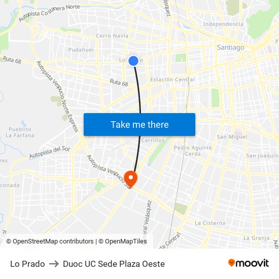 Lo Prado to Duoc UC Sede Plaza Oeste map