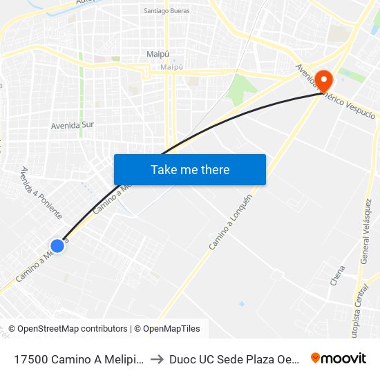 17500 Camino A Melipilla to Duoc UC Sede Plaza Oeste map