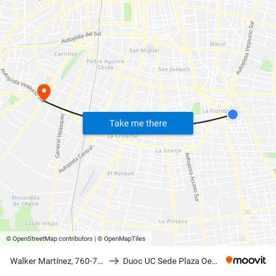 Walker Martínez, 760-794 to Duoc UC Sede Plaza Oeste map