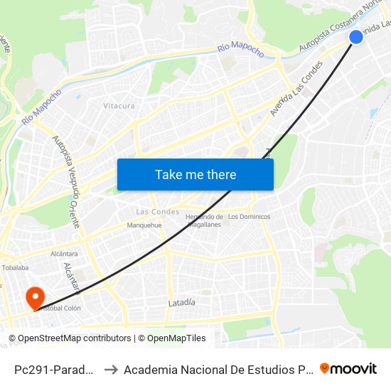 Pc291-Parada 4 / Cantagallo to Academia Nacional De Estudios Políticos Y Estratégicos (Anepe) map