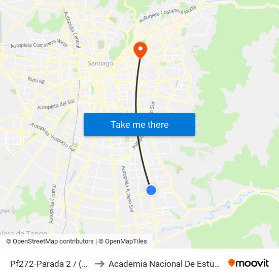 Pf272-Parada 2 / (M) Hospital Sótero Del Río to Academia Nacional De Estudios Políticos Y Estratégicos (Anepe) map