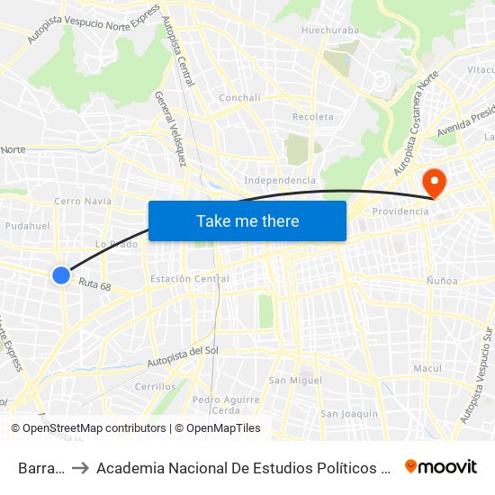 Barrancas to Academia Nacional De Estudios Políticos Y Estratégicos (Anepe) map