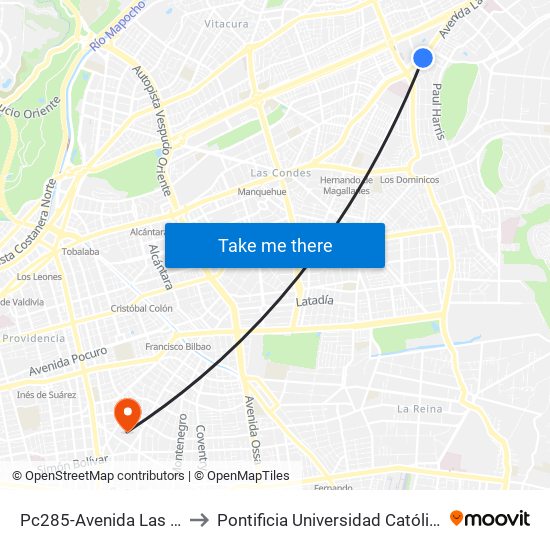 Pc285-Avenida Las Condes / Esq. Abadía to Pontificia Universidad Católica De Chile (Campus Oriente) map