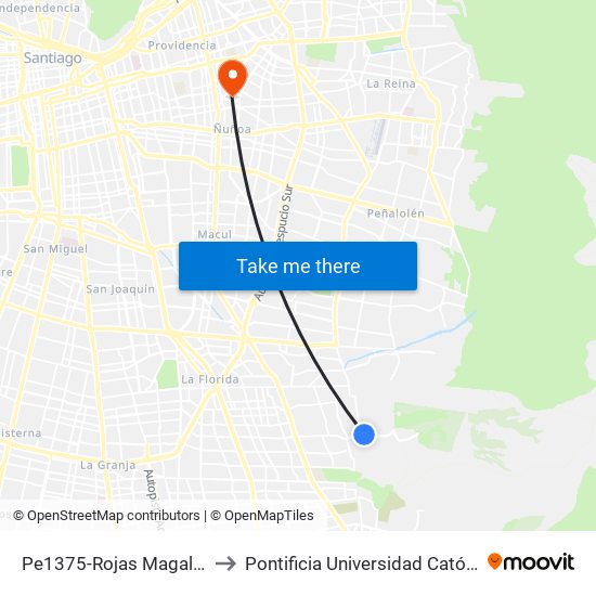 Pe1375-Rojas Magallanes / Esq. El Hualle Sur to Pontificia Universidad Católica De Chile (Campus Oriente) map