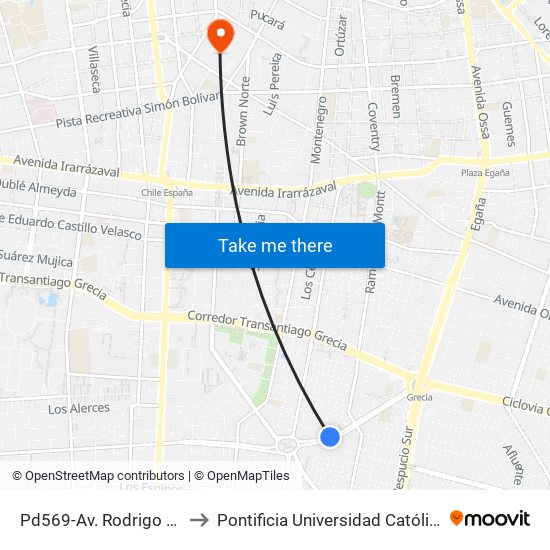 Pd569-Av. Rodrigo De Araya / Esq. Nueva to Pontificia Universidad Católica De Chile (Campus Oriente) map