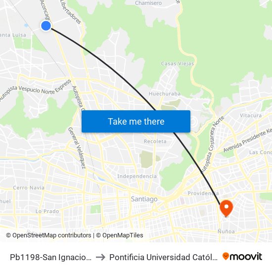 Pb1198-San Ignacio / Esq. Cerro Sta. Lucía to Pontificia Universidad Católica De Chile (Campus Oriente) map