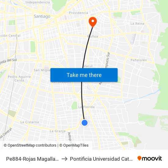 Pe884-Rojas Magallanes / Esq. Pasaje Chanco to Pontificia Universidad Católica De Chile (Campus Oriente) map