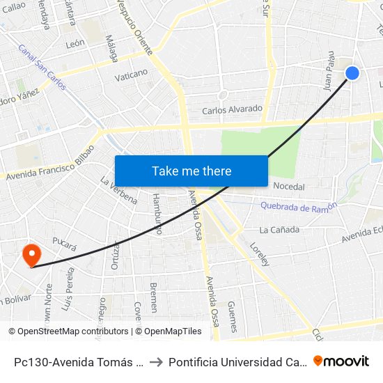 Pc130-Avenida Tomás Moro / Esq. Alejandro Fleming to Pontificia Universidad Católica De Chile (Campus Oriente) map