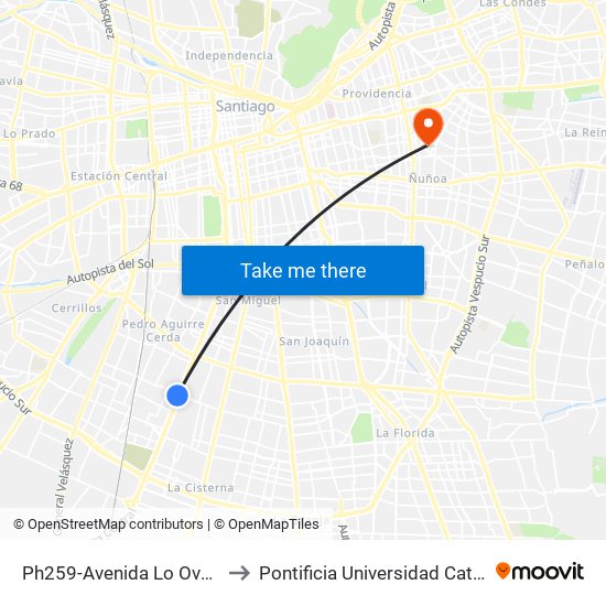 Ph259-Avenida Lo Ovalle / Esq. Av. J. J. Prieto Vial to Pontificia Universidad Católica De Chile (Campus Oriente) map