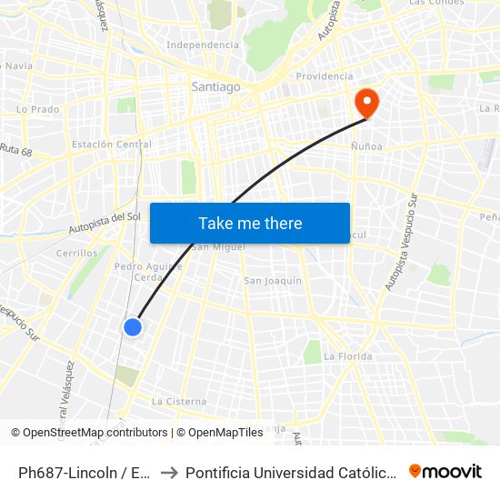 Ph687-Lincoln / Esq. Inés De Suárez to Pontificia Universidad Católica De Chile (Campus Oriente) map