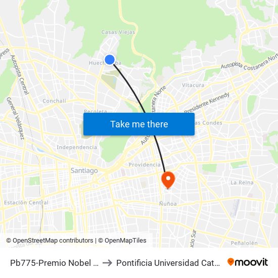 Pb775-Premio Nobel / Esq. Avenida La Pincoya to Pontificia Universidad Católica De Chile (Campus Oriente) map