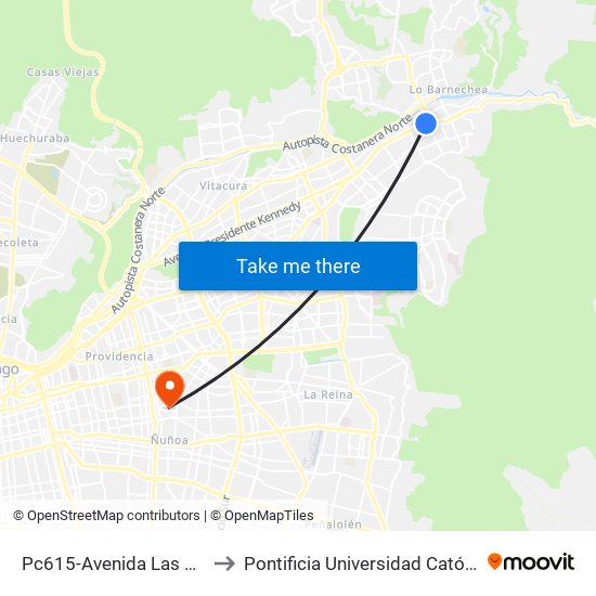 Pc615-Avenida Las Condes / Esq. La Cabaña to Pontificia Universidad Católica De Chile (Campus Oriente) map