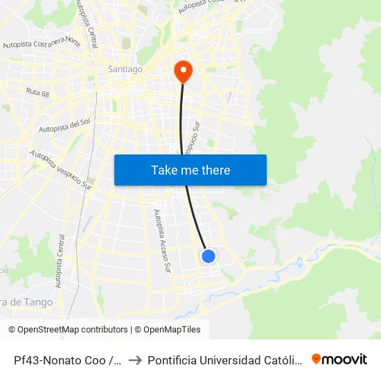 Pf43-Nonato Coo / Esq. Angel Pimentel to Pontificia Universidad Católica De Chile (Campus Oriente) map