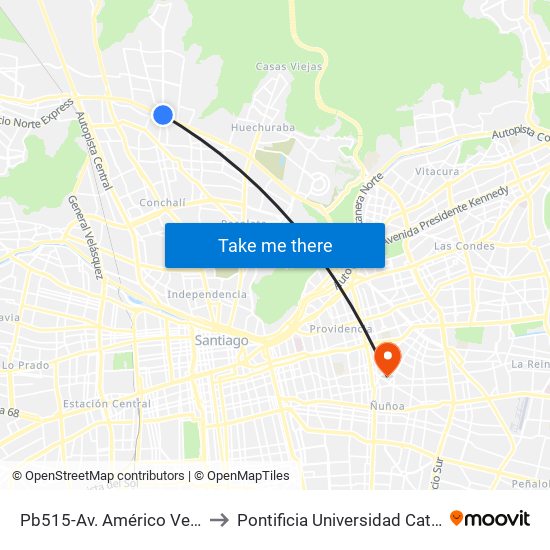 Pb515-Av. Américo Vespucio / Esq. Pedro Fontova to Pontificia Universidad Católica De Chile (Campus Oriente) map
