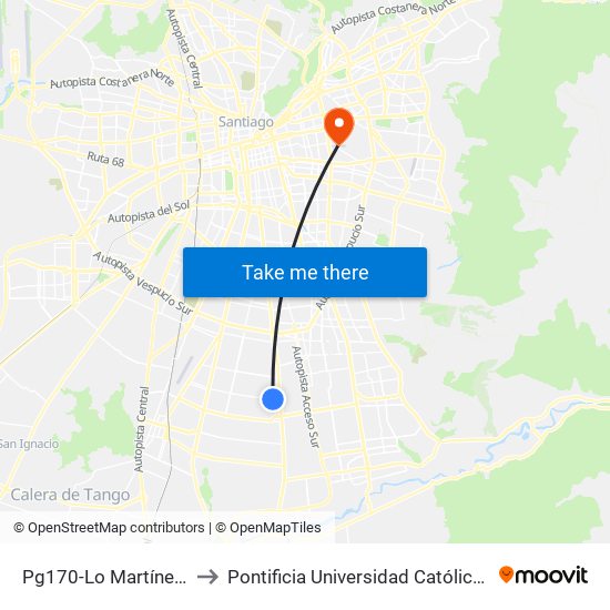 Pg170-Lo Martínez / Esq. Patagonia to Pontificia Universidad Católica De Chile (Campus Oriente) map