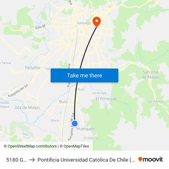 5180 G-531 to Pontificia Universidad Católica De Chile (Campus Oriente) map