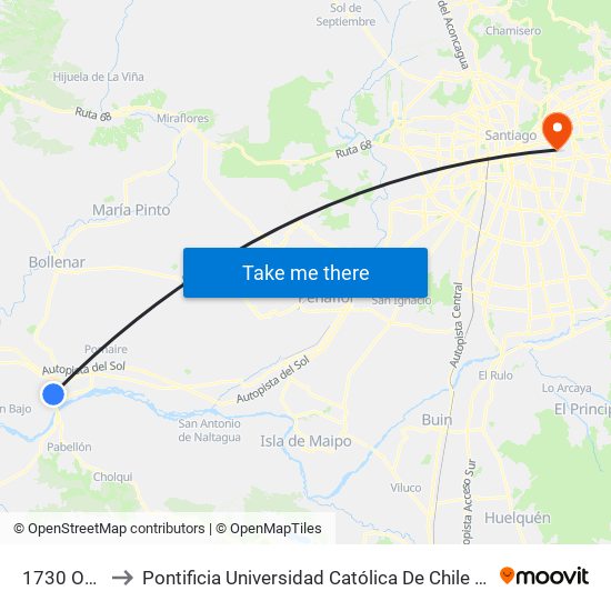 1730 Ortúzar to Pontificia Universidad Católica De Chile (Campus Oriente) map