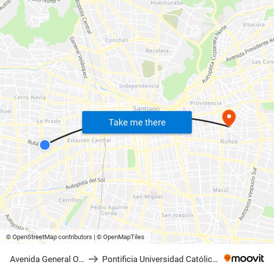 Avenida General Oscar Bonilla, 6100 to Pontificia Universidad Católica De Chile (Campus Oriente) map