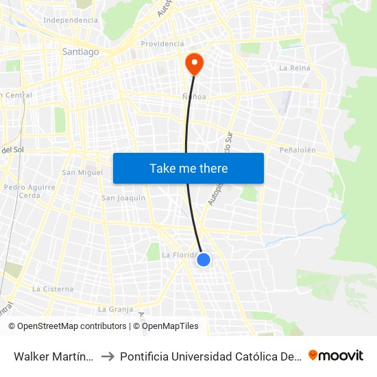 Walker Martínez, 760-794 to Pontificia Universidad Católica De Chile (Campus Oriente) map