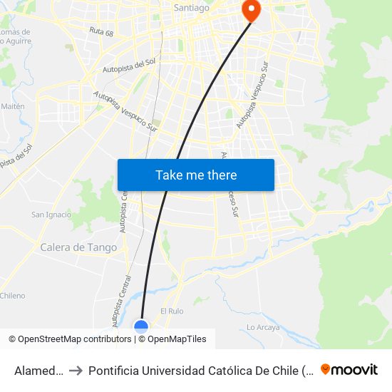 Alameda, 52 to Pontificia Universidad Católica De Chile (Campus Oriente) map