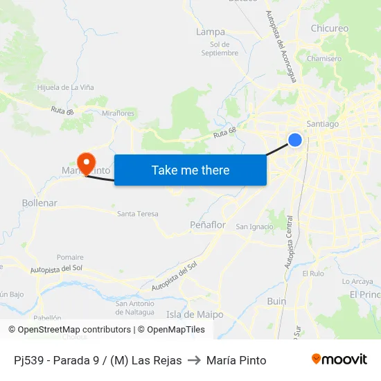 Pj539 - Parada 9 / (M) Las Rejas to María Pinto map