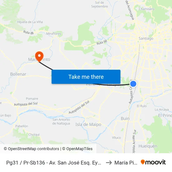 Pg31 / Pr-Sb136 - Av. San José Esq. Eyzaguirre to María Pinto map