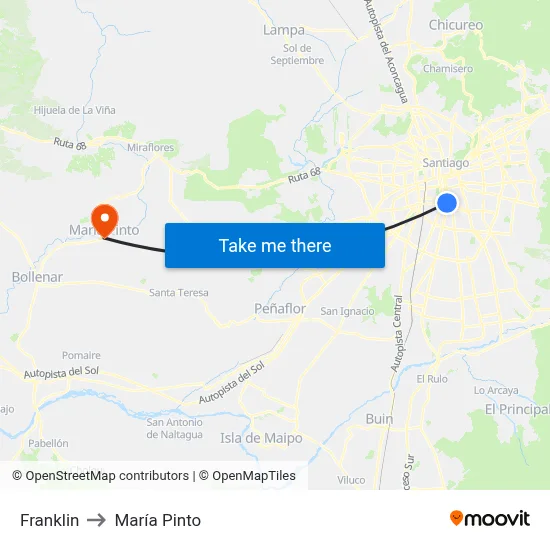 Franklin to María Pinto map