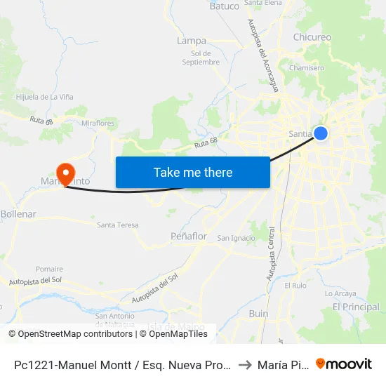 Pc1221-Manuel Montt / Esq. Nueva Providencia to María Pinto map