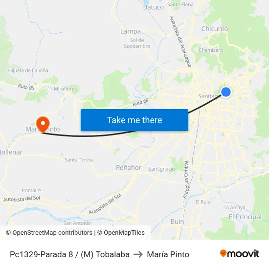 Pc1329-Parada 8 / (M) Tobalaba to María Pinto map