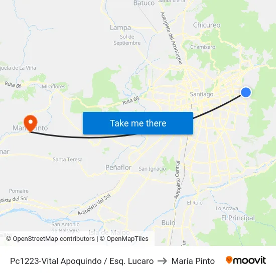 Pc1223-Vital Apoquindo / Esq. Lucaro to María Pinto map