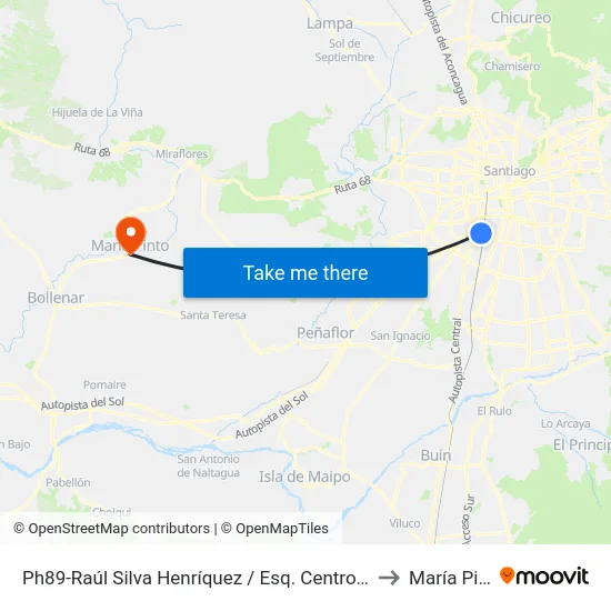 Ph89-Raúl Silva Henríquez / Esq. Centro América to María Pinto map