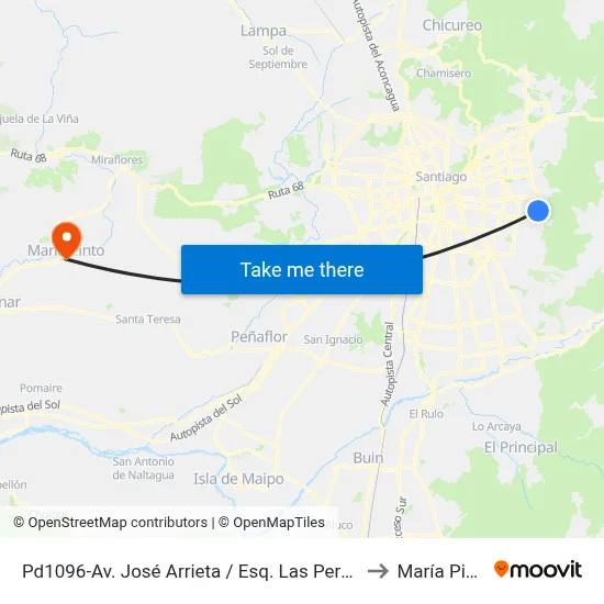 Pd1096-Av. José Arrieta / Esq. Las Perdices to María Pinto map