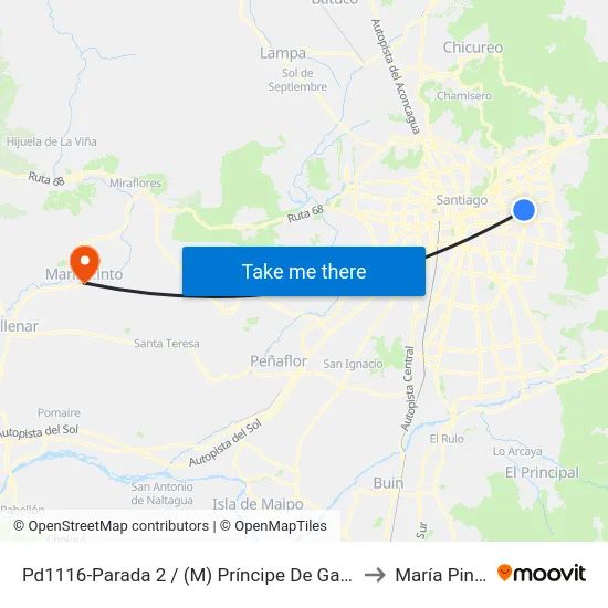Pd1116-Parada 2 / (M) Príncipe De Gales to María Pinto map