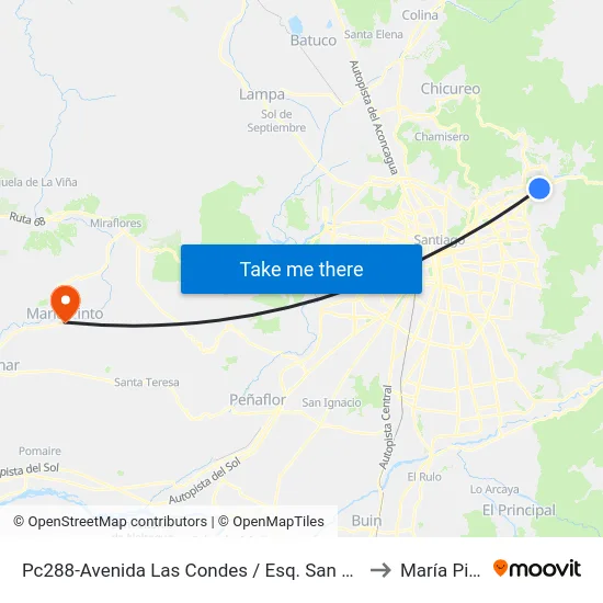 Pc288-Avenida Las Condes / Esq. San Damian to María Pinto map