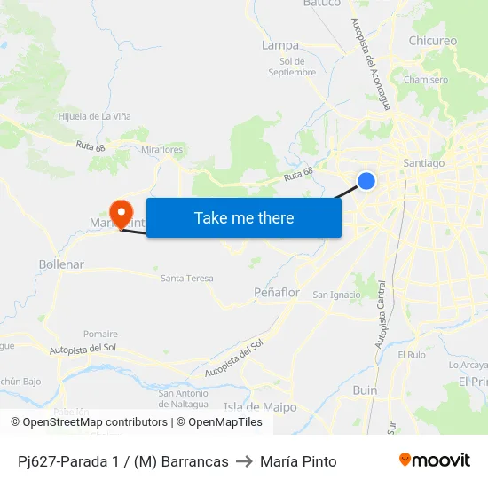 Pj627-Parada 1 / (M) Barrancas to María Pinto map
