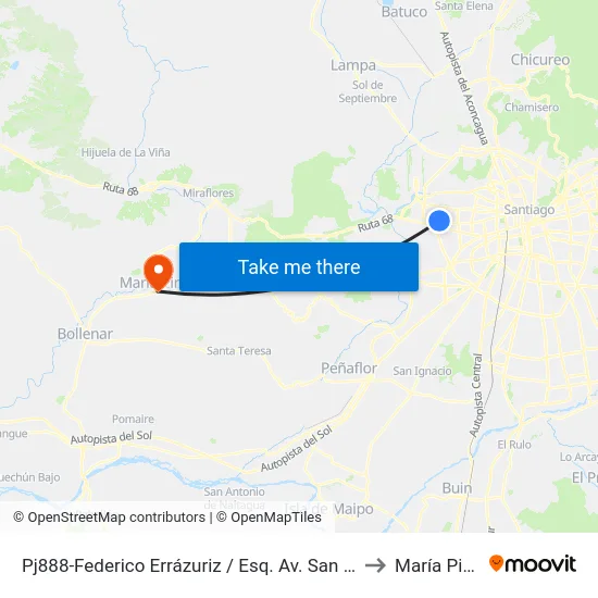 Pj888-Federico Errázuriz / Esq. Av. San Pablo to María Pinto map