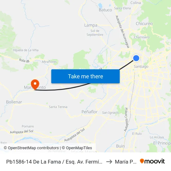 Pb1586-14 De La Fama / Esq. Av. Fermín Vivaceta to María Pinto map