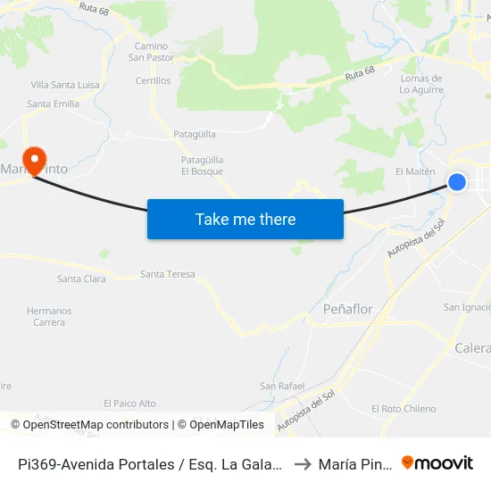 Pi369-Avenida Portales / Esq. La Galaxia to María Pinto map