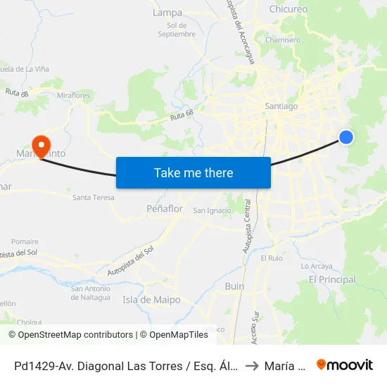 Pd1429-Av. Diagonal Las Torres / Esq. Álvaro Casanova to María Pinto map