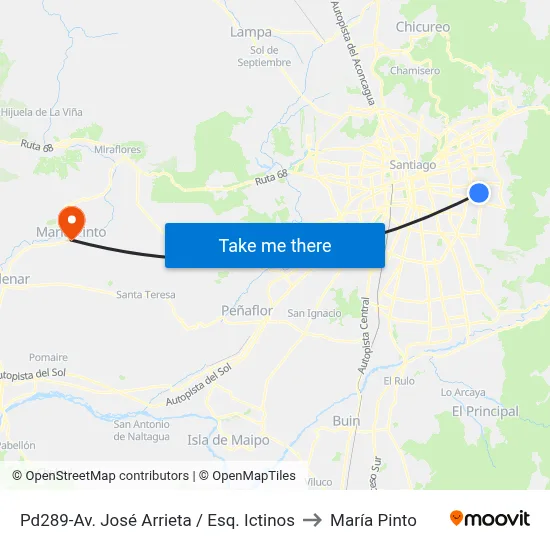 Pd289-Av. José Arrieta / Esq. Ictinos to María Pinto map