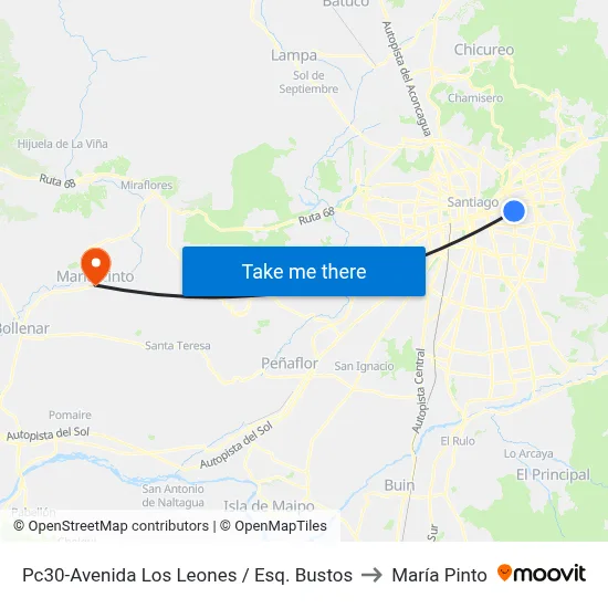 Pc30-Avenida Los Leones / Esq. Bustos to María Pinto map