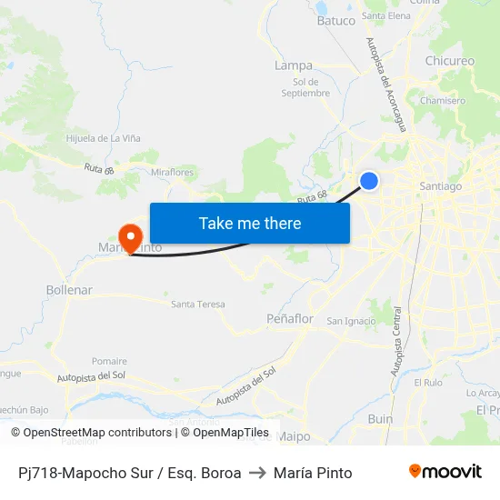Pj718-Mapocho Sur / Esq. Boroa to María Pinto map